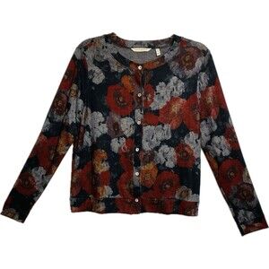 F. Soft Surroundings  Sweater S Multicolor Cardigan Long Sleeve Round Neck
